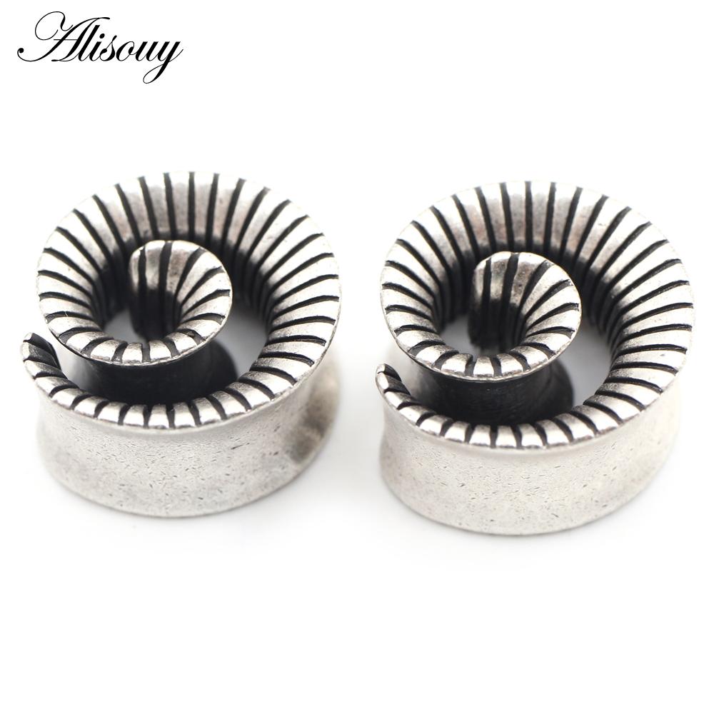 Alisouy 1PC Alloy Casting Whirlpool Swirl Spiral Flared Ear Tunnel Plug Expander Stretcher Gauges Earrings Piercing Body Jewelry