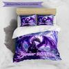 3PC Custom Name Purple Dragon Fantasy Bedding Set Duvet Cover Closure Includes 1 Duvet Cover & 2 Pillowcases for Bedroom