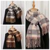Warmer Plaid Knitted Scarf Long Tassel Shawl Gifts Heart Thickened Scarf  Winter