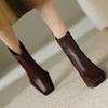 Fashion Simple High-heeled Fashion Women's Boots 2025 Autumn and Winter New Foreign Style Square Toe Block Heel Booties