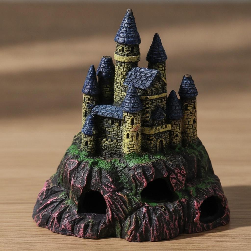 Fish Tank Ornament Decorative Underwater Castle with Towers Textured