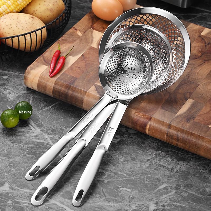 ZISIZ 304 Edelstahl Diamant Perforiertes Hot Pot Sieblöffel Set (2er-Pack)