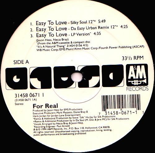 

12inch Record FOR REAL - Easy To Love 3145806711 A&M Records 1994 US Dance & Electronica Used