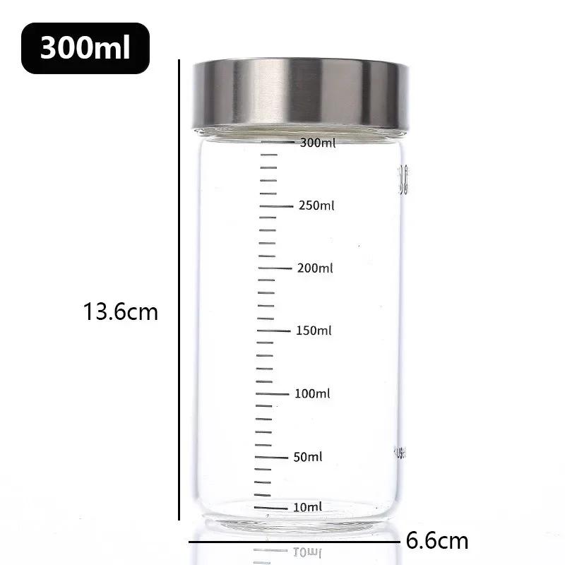 100-500ml Glass Bottle with Scale High Borosilicate Heat-resistant Glass Seal Jar Kitchen Seasoning Spices Storage Bottle Gadget