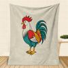 1pc Extra Large Rooster Throw Blanket - Heavy-Duty Flannel - Farmhouse Decor in Red, Golden, Black, White, Green
