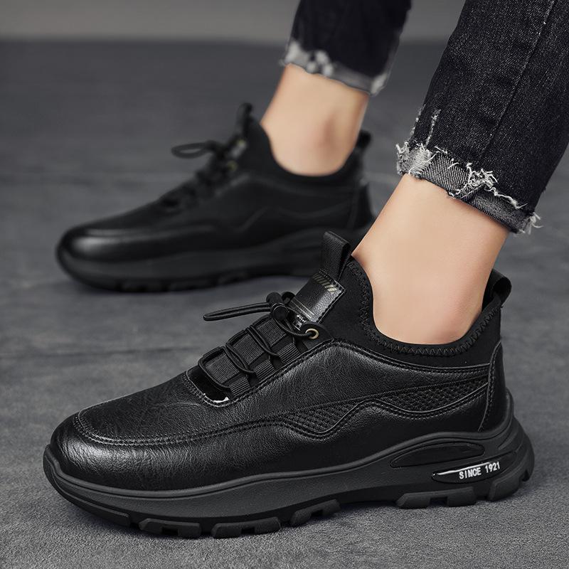 

Зимние бархатные новые дышащие мужские туфли, модные повседневные кожаные туфли, модные мужские бархатные спортивные туфли 39