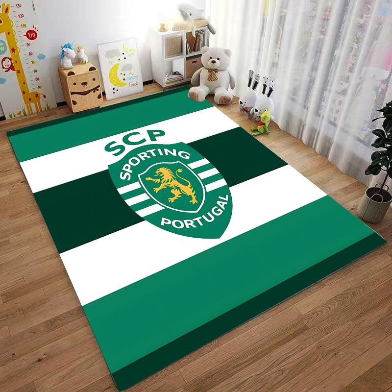 Green and White Carpet with SCP Sporting Portugal Logo Design Suitable for Use As an Anti-slip for Living Room Bedroom Sofas