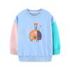 Girls Long Sleeve Round Neck Color Block Cartoon Print Pullover Sweatshirt