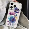 INS Watercolor Floral Leather Lanyard Case For iPhone 18 Pro Max 17 16 15 14 13 Pro Max Luxury Hybrid TPU+PU Anti-skid Soft Phone Cover
