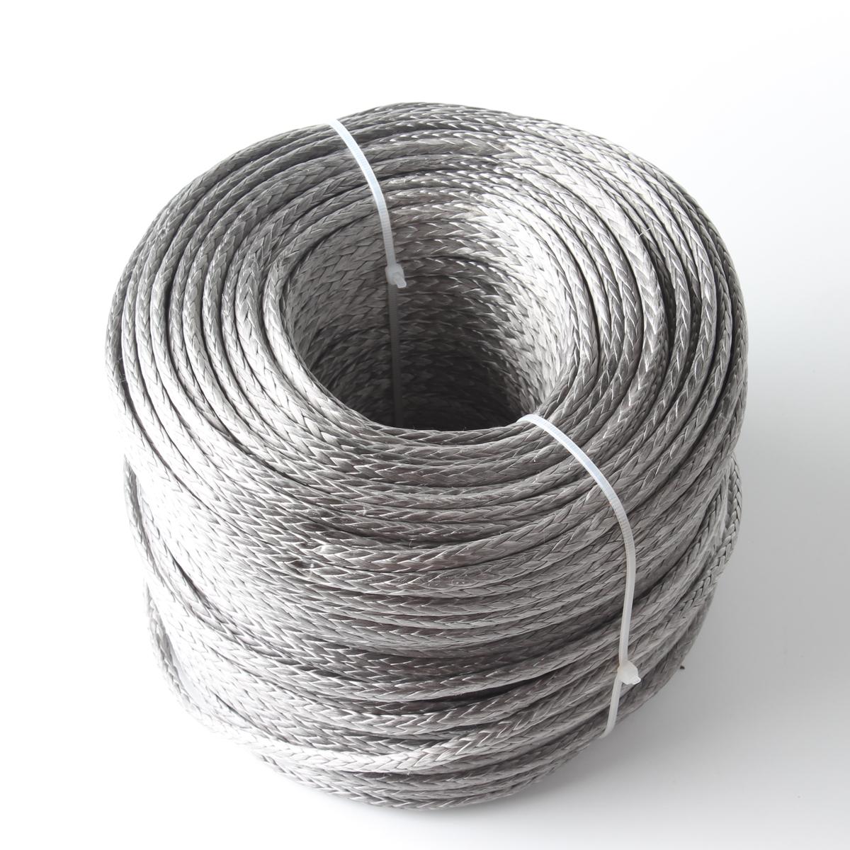 JEELY 5MM 6400LB 10m Winch Line UHMWPE Fiber Hollow Braid Rope For 4WD 4x4 ATV UTV Boat Offroad 10m grey