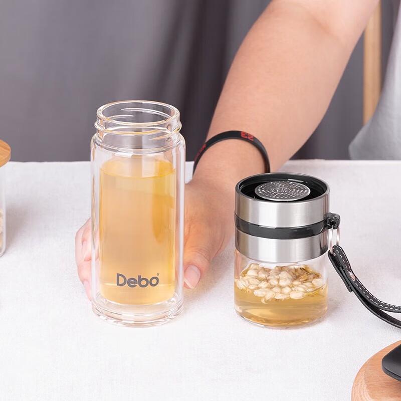 DeBao Tea Infuser Double Wall Glass Water Bottle