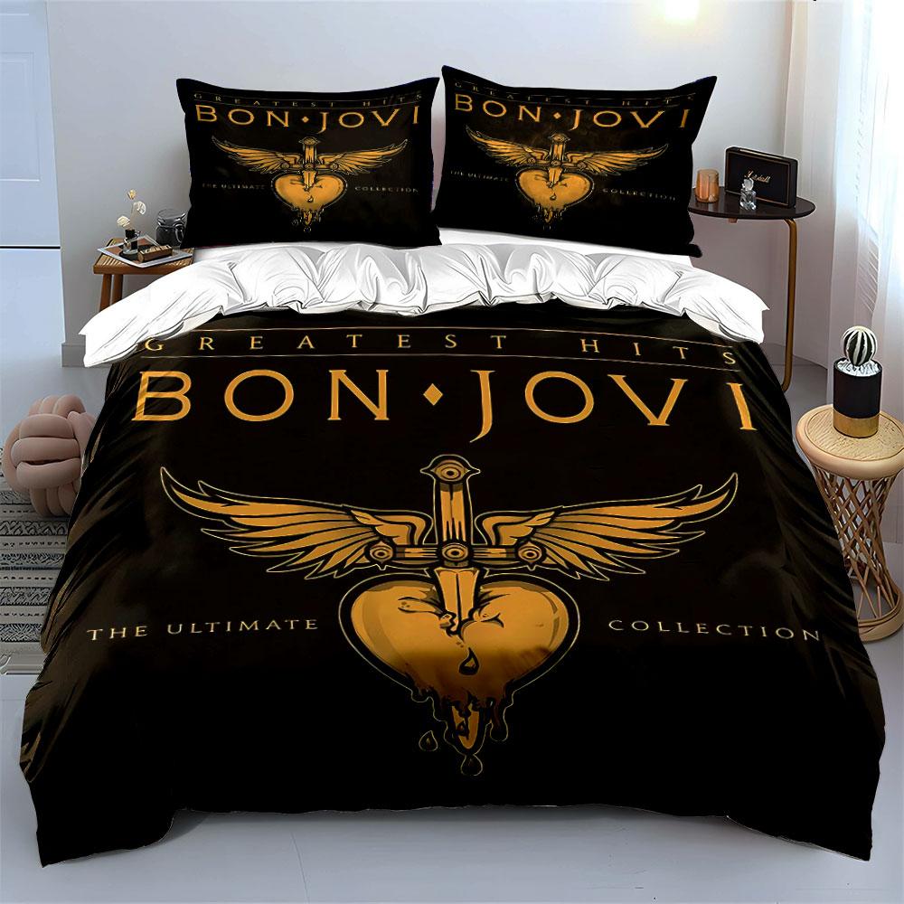 """Bon Jovi Beddengoed Set Zwart""" Beddengoed Dekbedovertrek Set Dekbedovertrek Kussenslopen"""  (1 * Dekbedovertrek 2 * Kussenslopen, zonder dekbedvulling)