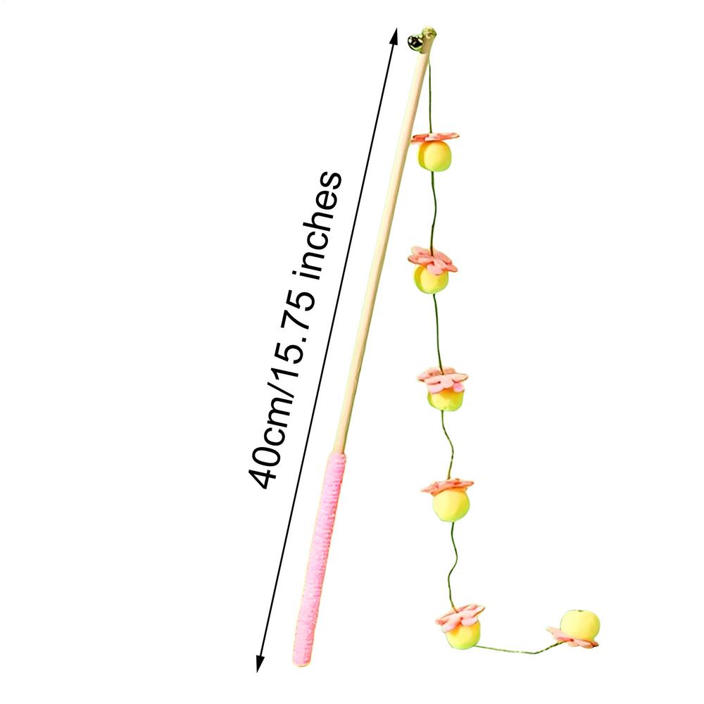 Cat Wand Toy Interactive Fruit Design Stick Non-Slip Handle Cat Pole Toy for Indoor Kitten Play Bird Fish Mouse Boredom