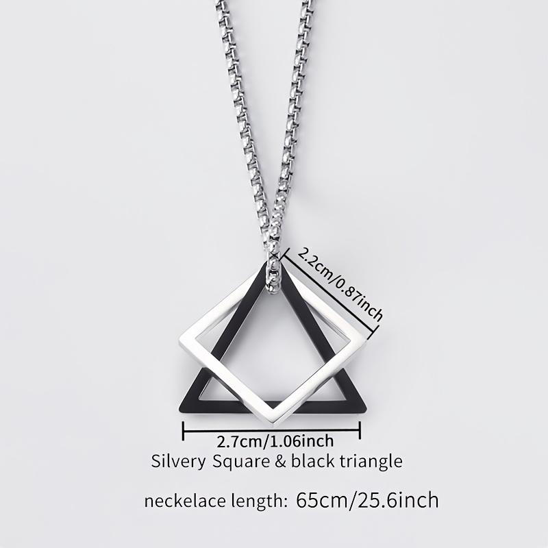 Stainless Steel Geometric Pendant Necklace for Men, Hip-Hop Style Fashion Accessory Couple Gift