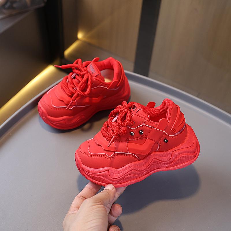 Kindersportschuhe 2025 Herbst neue feste Sohle Jungen Papa-Schuhe leichte Mädchen kleine weiße Schuhe Baby kleine rote Schuhe