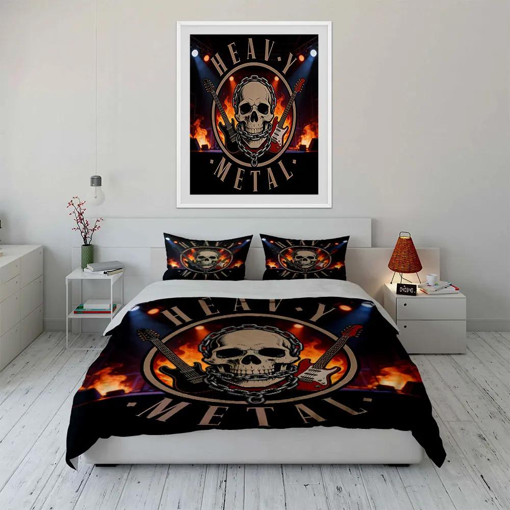 Heavy Metal Guitar Decor Set Soft Comfortable Duvet Cover Bedding Set Included 1*Duvet Cover & 2*Pillowcases gift