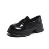 Round head platform British loafers women's 2025 new retro versatile jk dress single shoes black thick heel small leather shoes