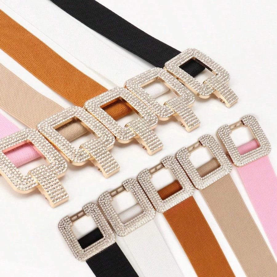 European and American Fashionable Autumn and Winter Elastic Versatile Waist with Diamond Studded Elastic Women's Belt