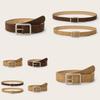 Simple Solid Color Silver Square Buckle Decorative Suede Women Casual Belt For Fashion Women