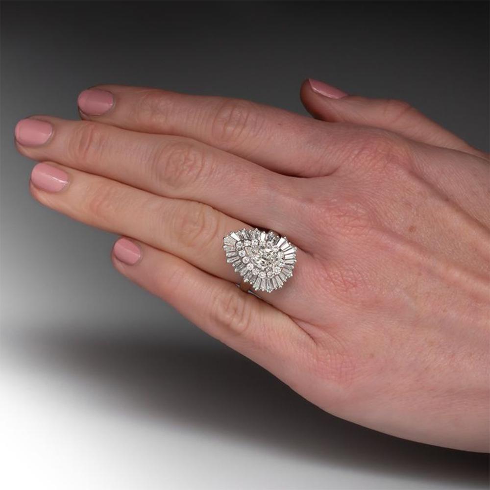 New Design Full Diamond Water Drop Zircon Ring For Women 925 Silver Exaggerated And Grand Jewelry Wedding Party Birthday Gifti