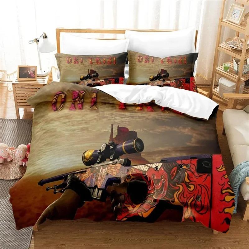 Shooting Game Csgo Bedding Set,Duvet Cover Comforter Bed Set Quilt Cover Pillowcase,King Queen Twin Size Boys Girls Adultse