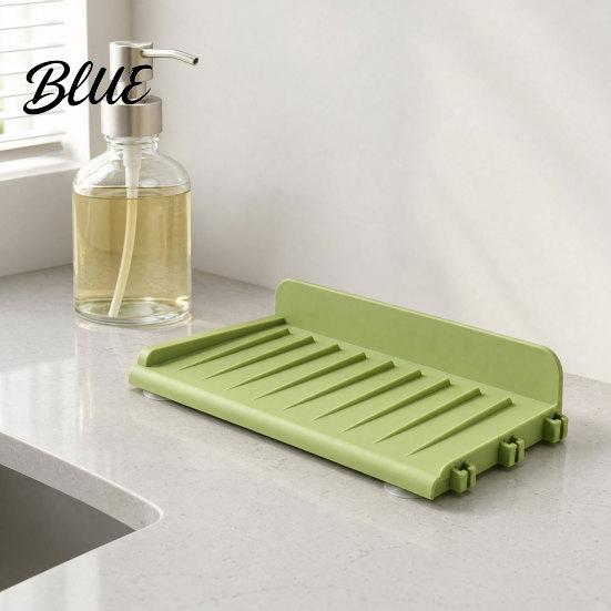 Suction Cup Kitchen Mat Silicone Sink Faucet Mat Foldable Splash Guard with Cup