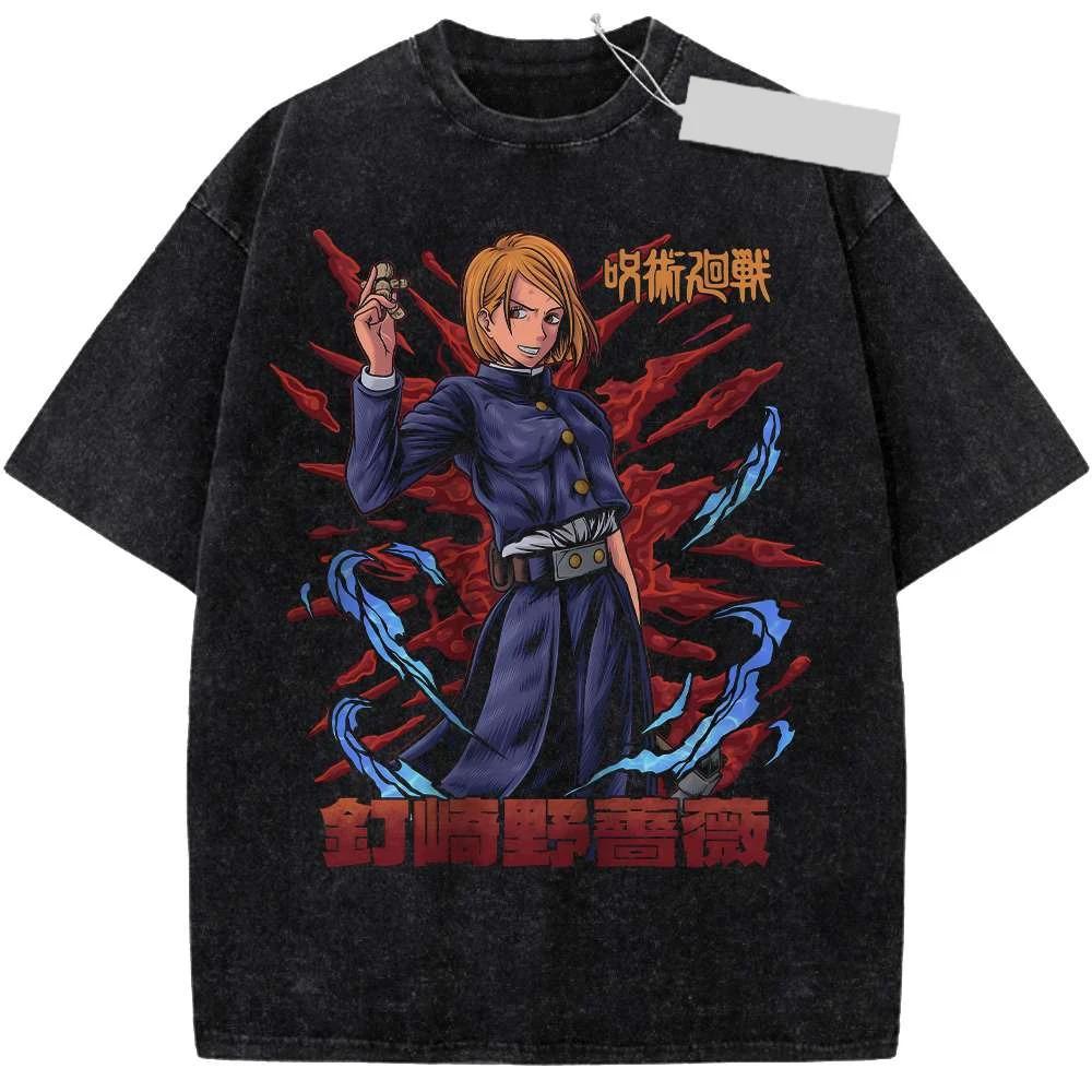 Jujutsu Kaisen Shibuya Incident Gojo Satoru Vintage Washed Anime T-Shirt, Unisex Dark Fantasy Anime Fan Streetwear Tee, 100% Cotton Casual Short
