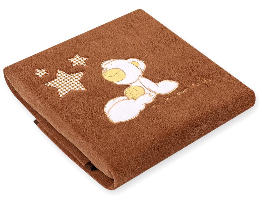 Fleece blanket for babies - Carlo - Teddy bear with stars, brown