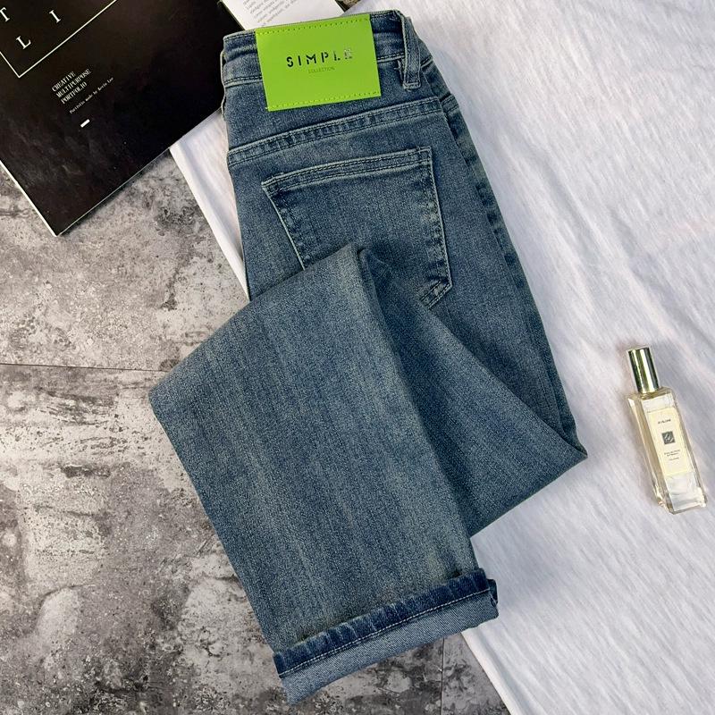 Women s Retro High-Waisted Slim-Fit Green Leather Label Jeans 2XL