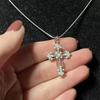 Handmade Gothic Stainless Steel Snake Cord Necklace With Mini Rhinestone Cross Pendant