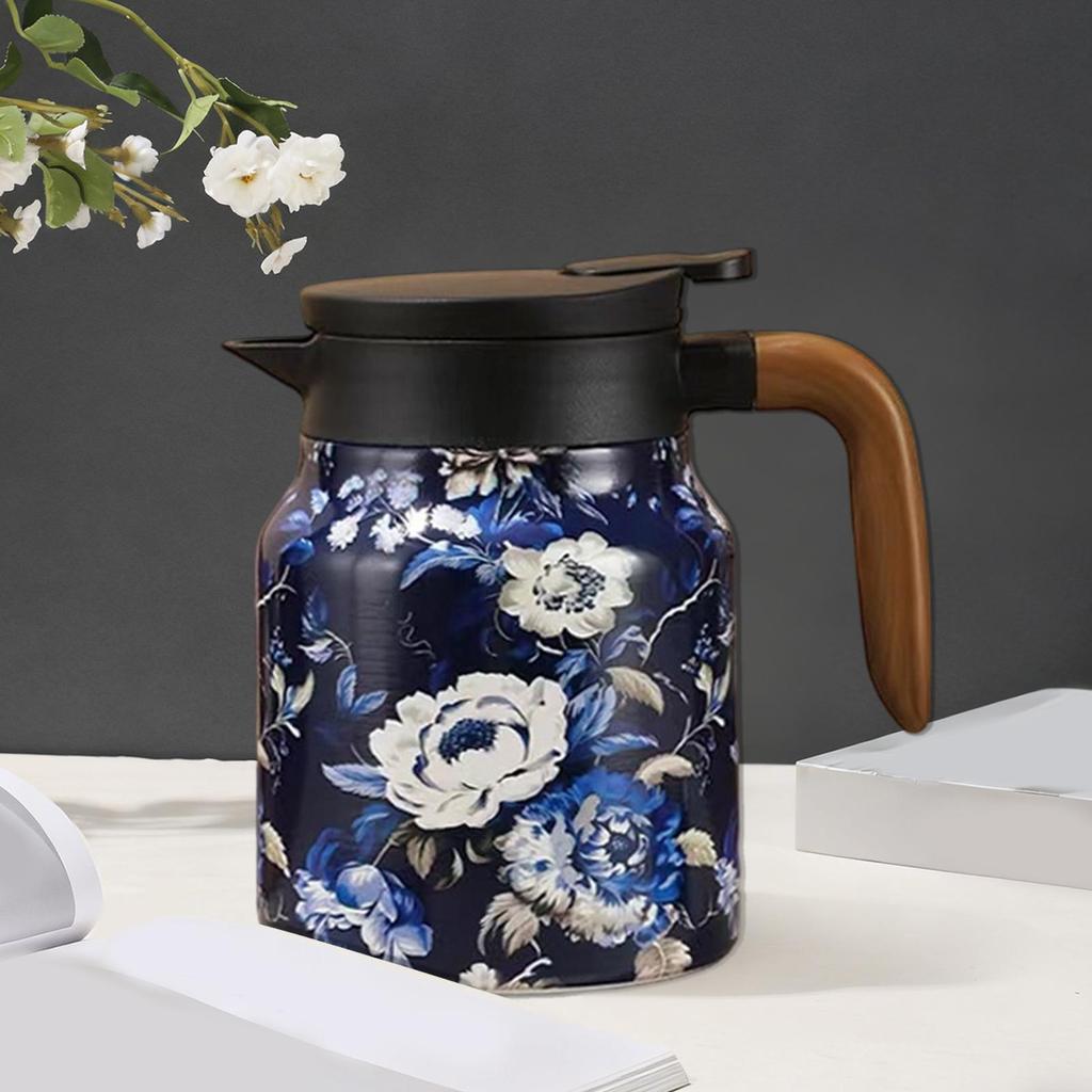 Tea Pot 1L Vintage Stainless Steel Insulated Leakproof Built-in Strainer Tea Water Kettle for Home Office Kitchen Apartment