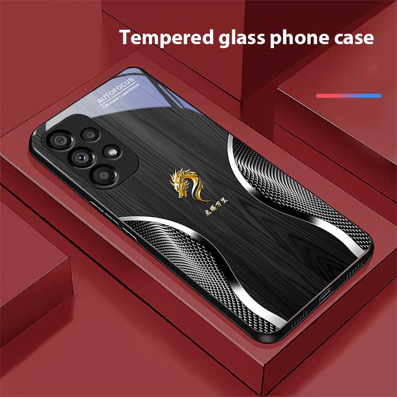 Holz Drache Schwarz Für Samsung Galaxy S 8 9 10 20 Plus 21 FE 22 23 24 Ultra S7 Edge Schwarz Gehärtetes Glas Handyhülle Hartschale