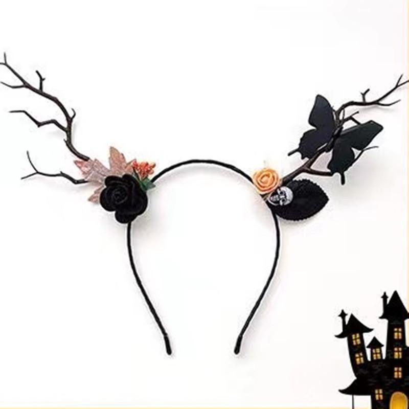 New Halloween Theme Pumpkin Vampire Floral Deer Headband Ghost Heads Headwear for Party Decor Christmas Cosplay Festival
