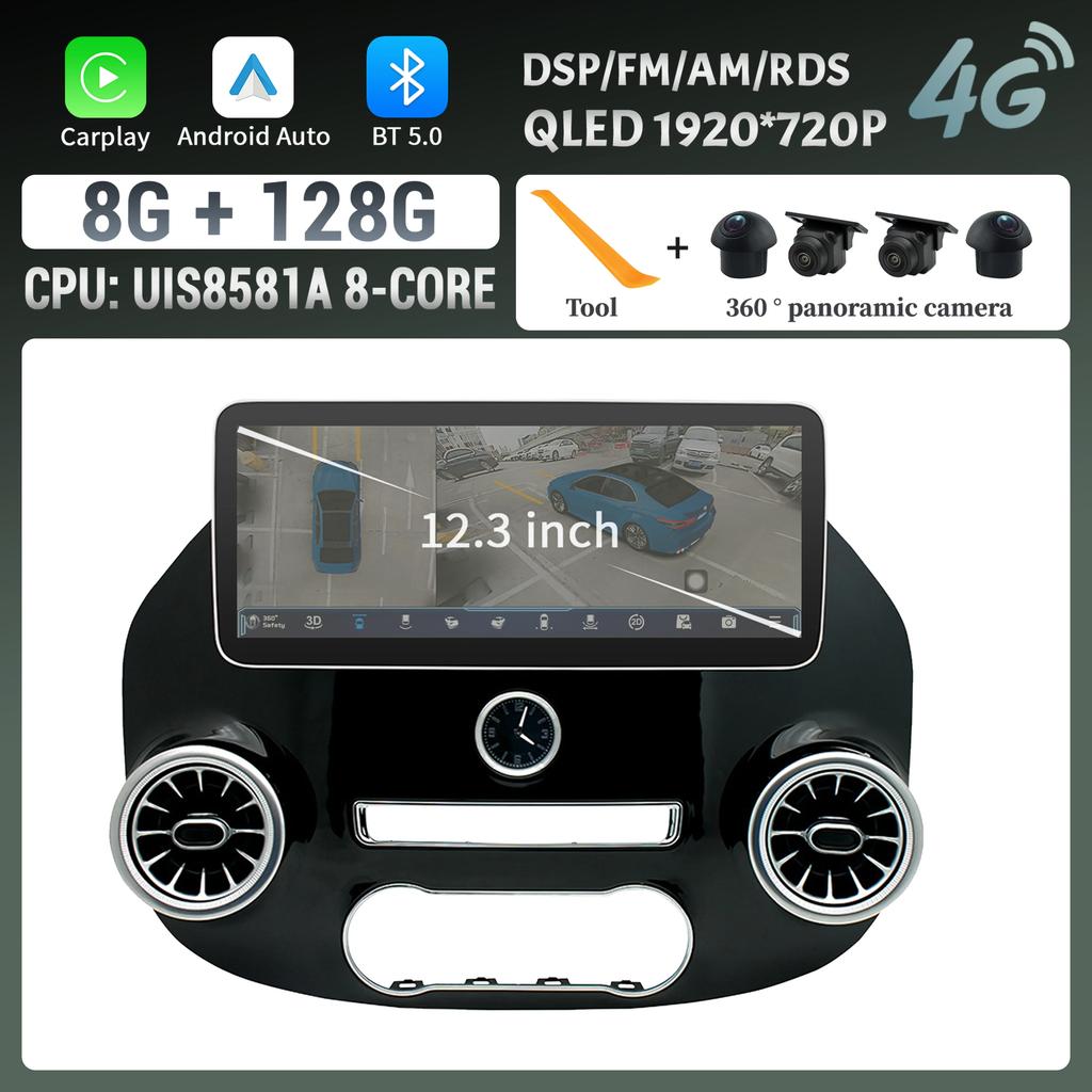 12.3" For Mercedes Benz Vito W447 2014-2021 Car Radio GPS Wireless Bluetooth Carplay Android 14 Multimedia Stereo Touch Screen