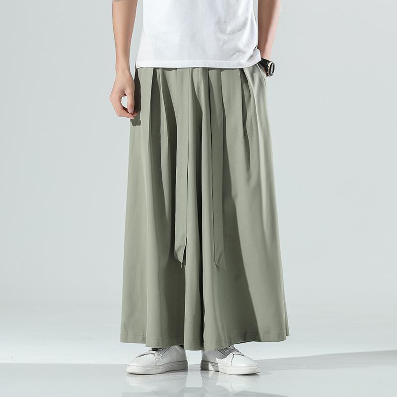 Men's Hanfu Wide-Leg Summer Pants: Retro Chinese Style, Thin Youth Tang Suit