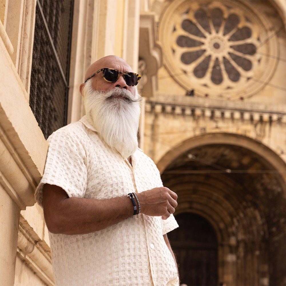 Pig & Hen Vicious Big Bracelet - Navy x Silver