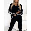 women's Striped Long Sleeve Bomber Jacket Cami Top Jogger Pants 3 Piece Tracksuit Outfit Set