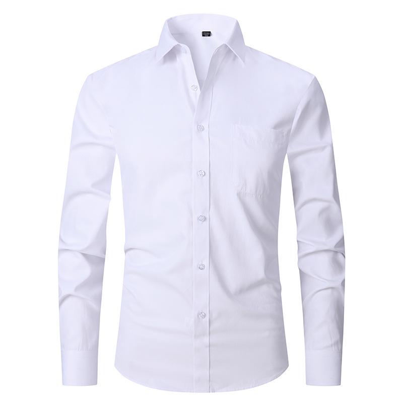 2025 Spring/Summer Men's Large Solid Color Casual Long Sleeve Shirt