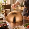 Reflective Rose Gold Domed Plate Cover Dishwasher Safe Hammered Food Dome with