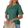 Women's Solid Color Range Round Neck Loose Short Sleeve T-shirt Pleated Top