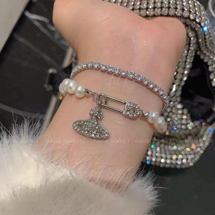 

Women s Saturn Rhinestone Baroque Bracelet: Elegant Light Luxury Niche Design