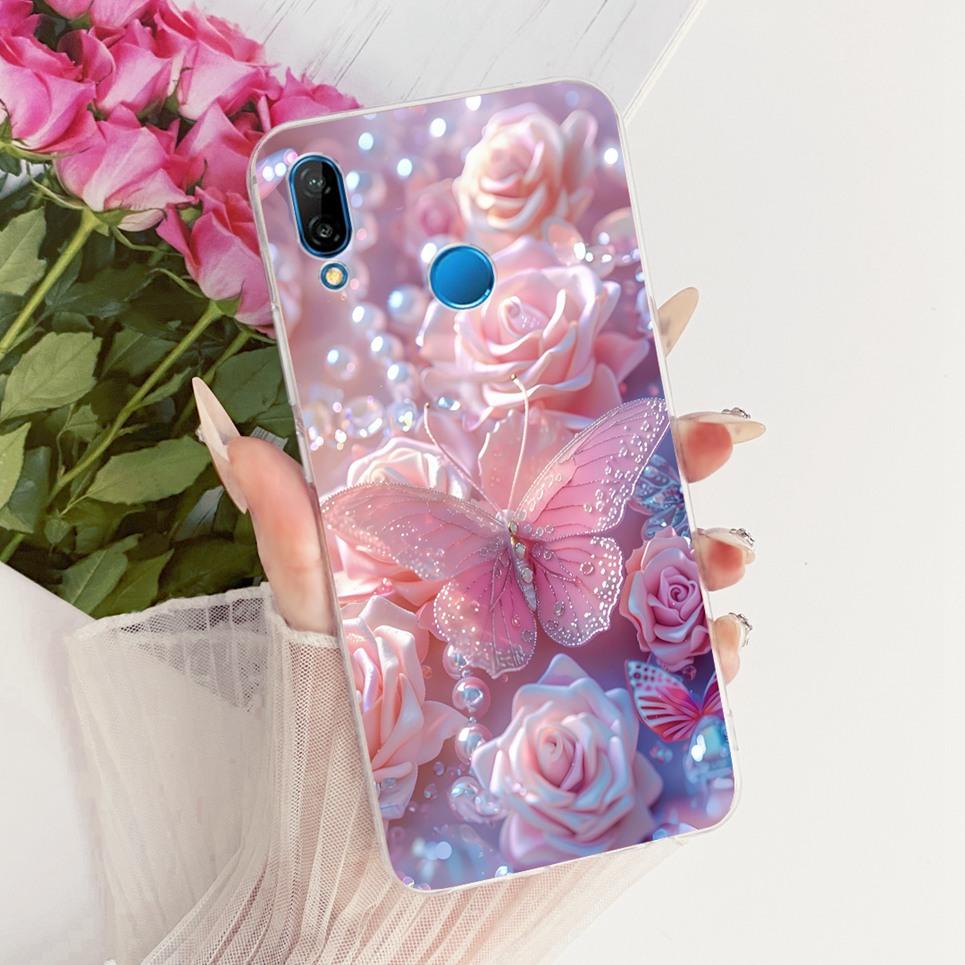 Luxury Flower Butterfly Bow Pattern Casing For Huawei Nova 3e 3i Back Cover Clear Soft Silicone Phone Case For Huawei P20 Lite