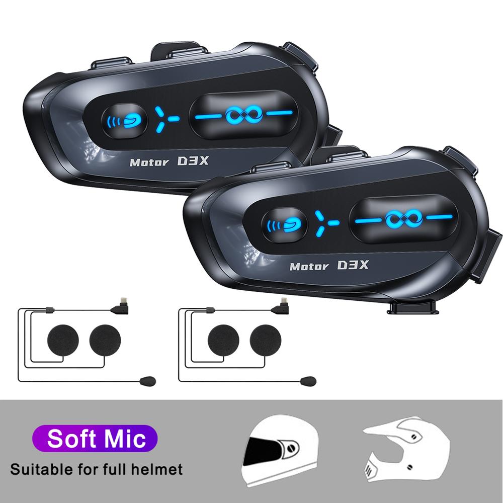 1/2PCS Motorcycle Helmet Intercom Headset 600M Half Duplex Multi-person Interphne V5.4 Intelligent Voice Assistant Headphone