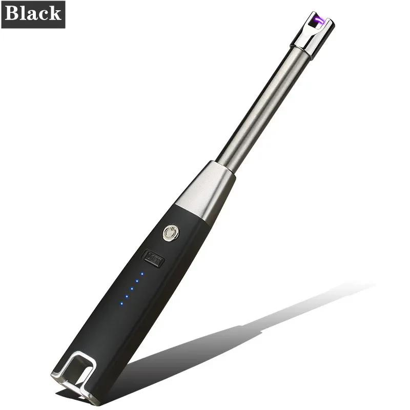 Cârlig de metal Brichetă cu arc electric USB Lumânare parfumată antivânt Bucătărie Instrument pentru aragaz cu gaz Afișare putere Pistol de aprindere fără flacără cu puls