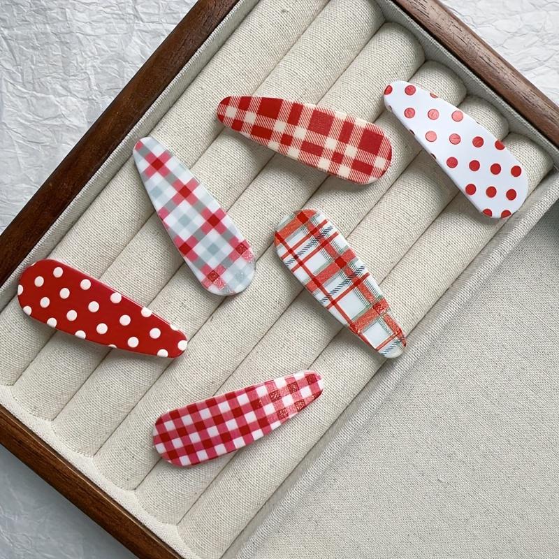 6Pcs Color Hairpin Simple and Versatile, Side Bangs Broken Hairpin, Red Polka Dot Hairpin