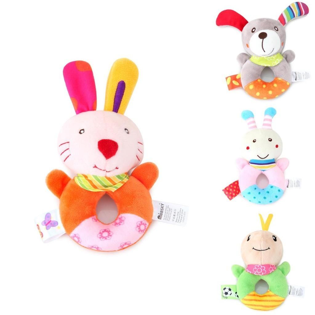 Cute Cartoon Animal Hand Bell Round Hand Bell Baby Infant Grab Sound Plush Toy