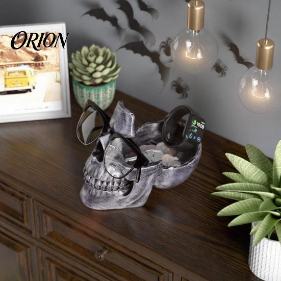 Gothic Office Desk Storage Resin Skull Multifunctional Tray, Eyeglasses Holder Jewelry Organizer for Creative Sculpture Keys Coins Trinkets,