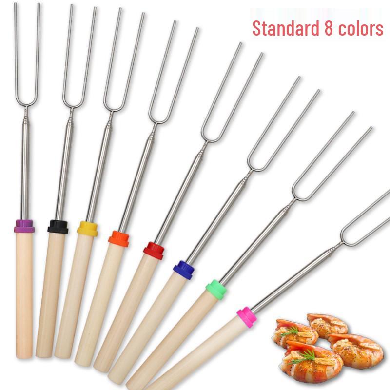 Stainless Steel 304 Lamb Skewers with Retractable Wooden Handle - Modern, Minimalist, and Ideal for Spicy Barbecue.