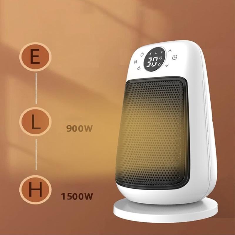 Electric Fan Heater Remote Control Ceramic Heater 1500W with Timer 90° Oscillation Heater Fan 3 Levels Adjustable Wind