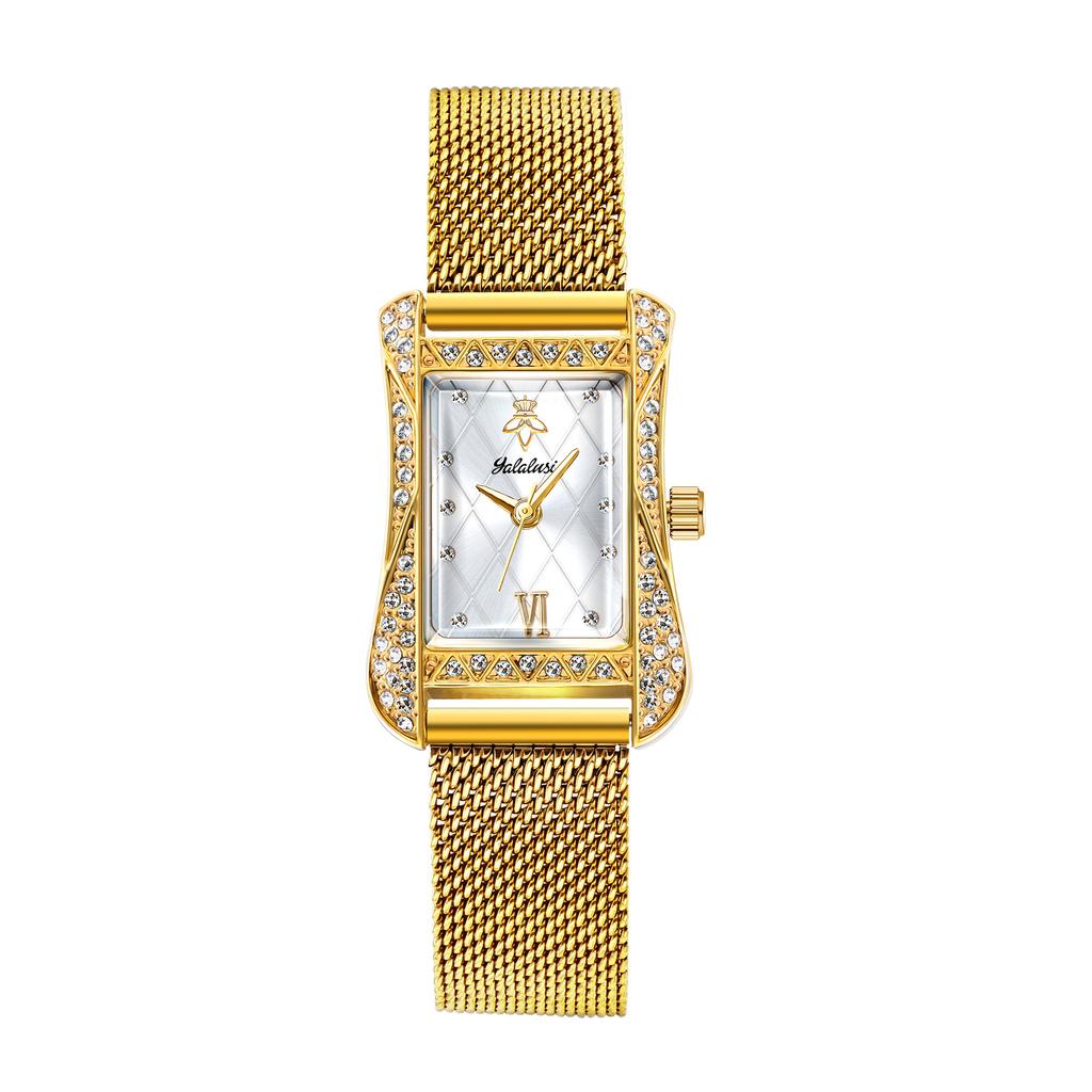 Yalalusi Fashion Square Ladies Watch Digital Scale Rhinestone Watch Trend Quartz Watch